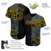 Custom Black Gold 3D Pattern Design Bowling Authentic Baseball Jersey1