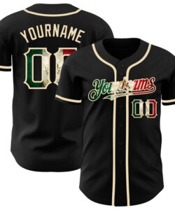 Custom Black Vintage Mexican Flag-City Cream Authentic Baseball Jersey