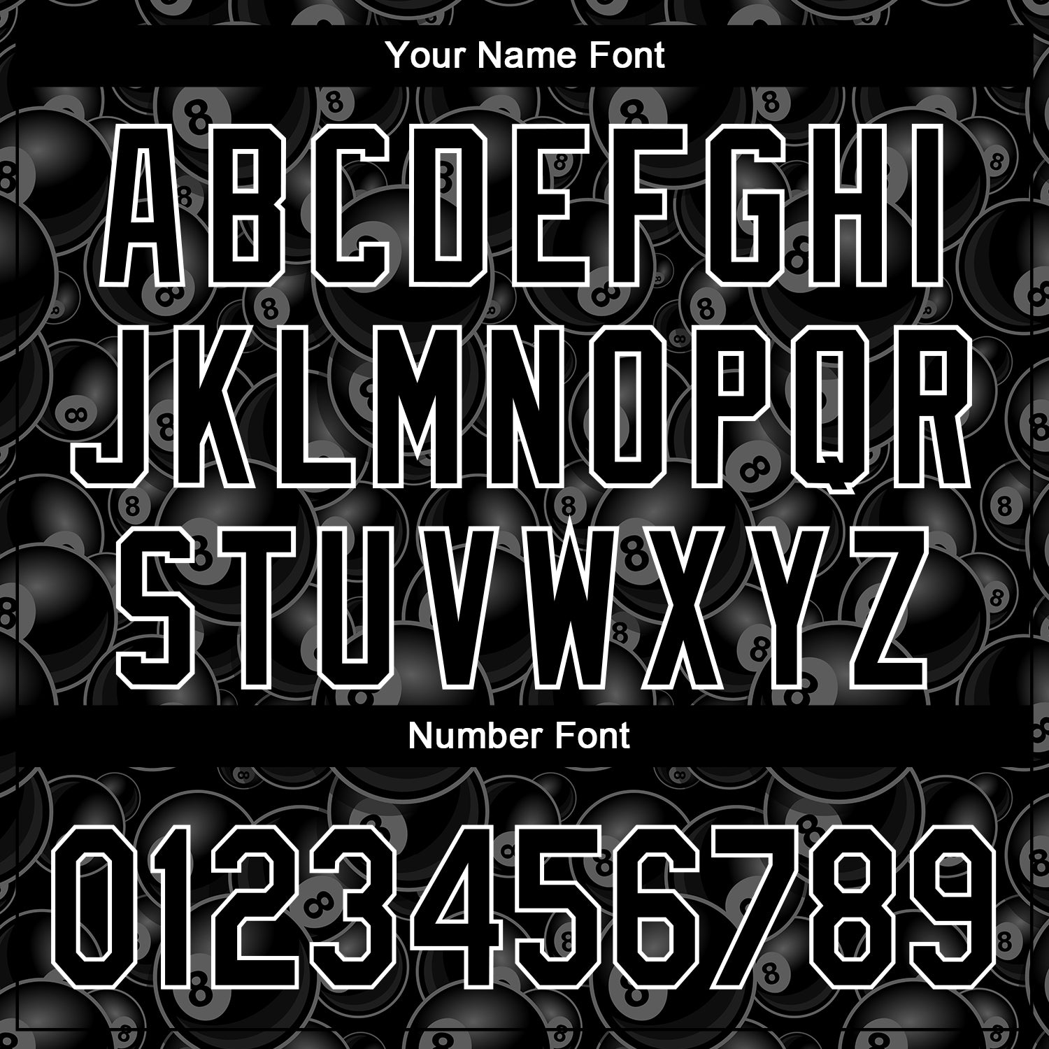 Custom Black White 3D Pattern Design Billiards Snooker 8 Ball Authentic Baseball Jersey2