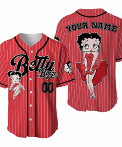 Custom Cartoon Betty Boop Simple Red Baseball Jersey