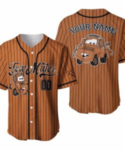 Custom Disney Cars Lightning Tow Mater Brown Simple Baseball Jersey