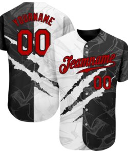 Custom Graffiti Pattern Red-Black 3D Scratch Authentic Baseball Jersey