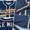 Custom Navy White Pinstripe Vintage USA Flag-Cream Authentic Baseball Jersey1