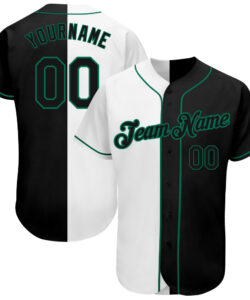Custom White-Black Kelly Green Authentic Split Fashion Baseball Jersey