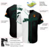 Custom White-Black Kelly Green Authentic Split Fashion Baseball Jersey1