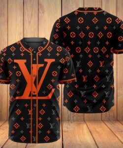 Louis Vuitton Black Orange Baseball Jersey