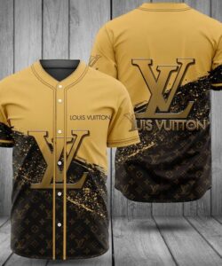 Louis Vuitton Yellow Brown Luxury Brand Baseball Jersey #13