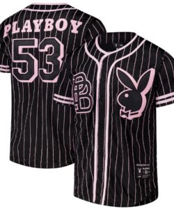 Men's Black Playboy Fashion Replica Baseball Jersey