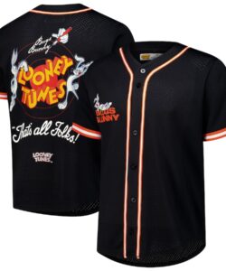 Men's Freeze Max Black Looney Tunes Bugs Bunny Classic Button-Up Baseball Jersey