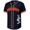 Men's Freeze Max Navy Looney Tunes Bugs Bunny What's Up Doc Button-Up Baseball Jersey1