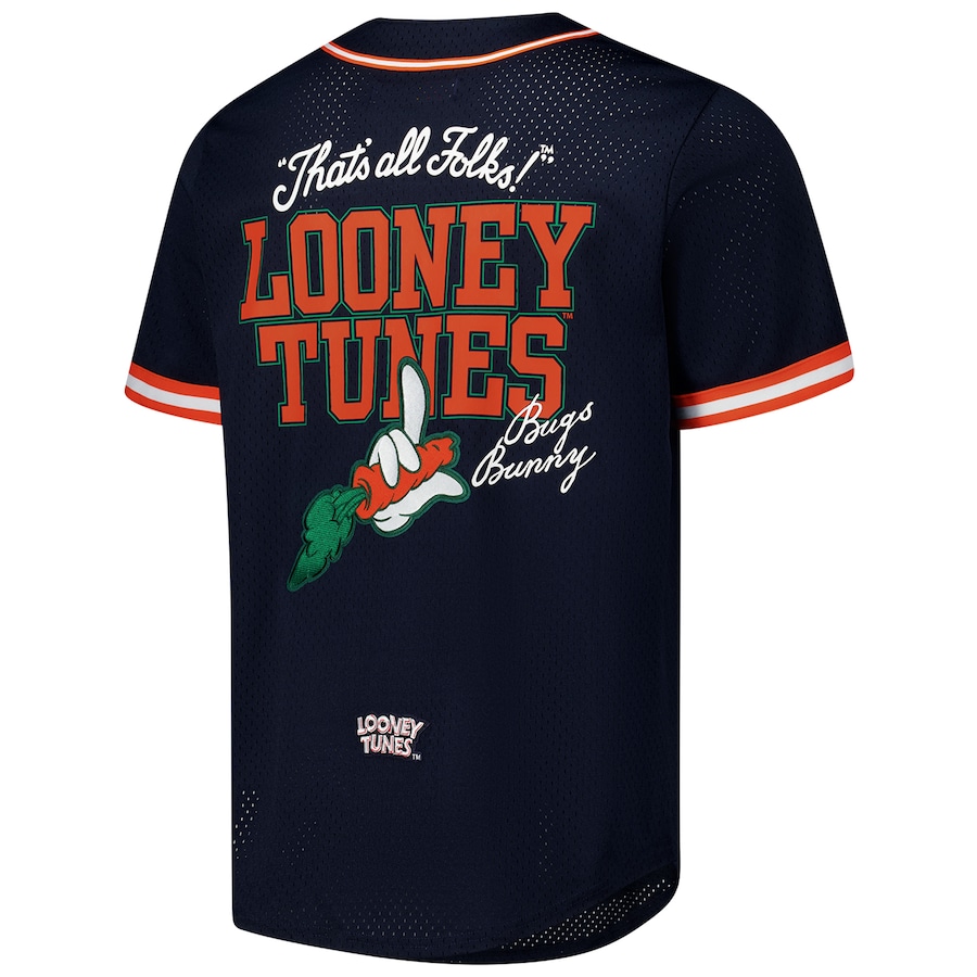 Men's Freeze Max Navy Looney Tunes Bugs Bunny What's Up Doc Button-Up Baseball Jersey2