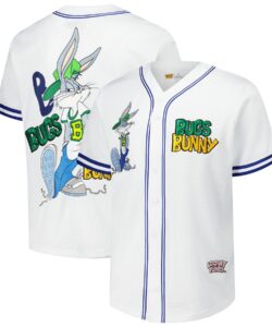 Men's Freeze Max White Looney Tunes Bugs Bunny Hip Hop Bugs Button-Up Baseball Jersey