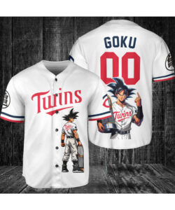 Minnesota Twins Dragon Ball Son Goku Baseball Jersey White