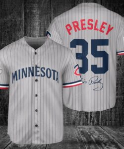 Minnesota Twins Elvis Presley Baseball Jersey Gray Road