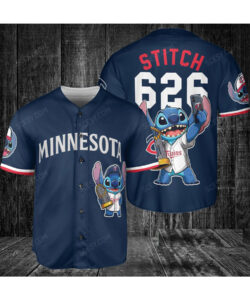 Minnesota Twins Lilo And Stitch Baseball Jersey Navy