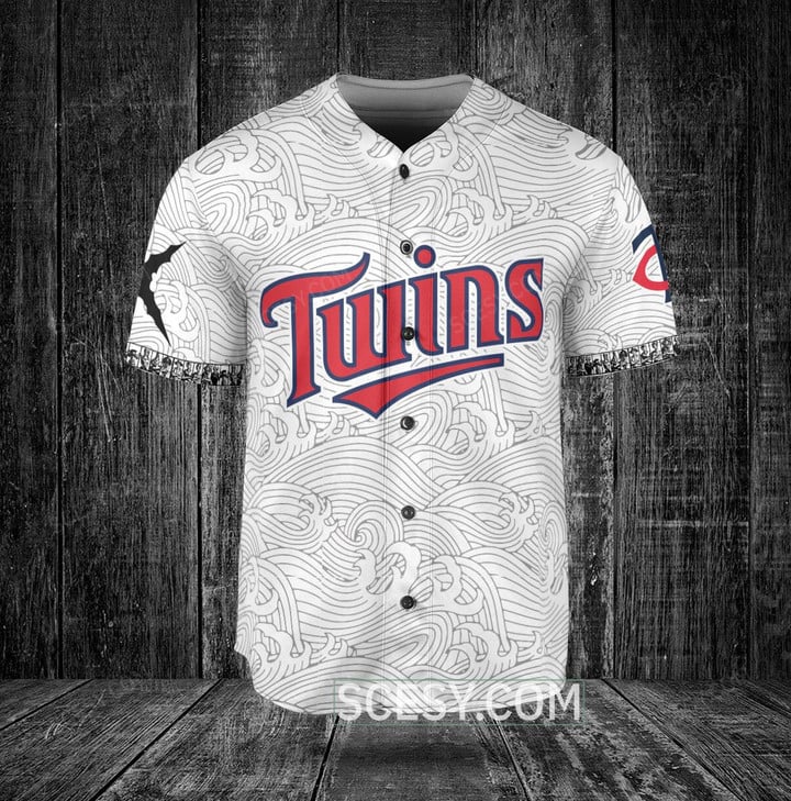 Minnesota Twins MLB One Piece Monkey D. Luffy Waving Pattern Baseball Jersey White1