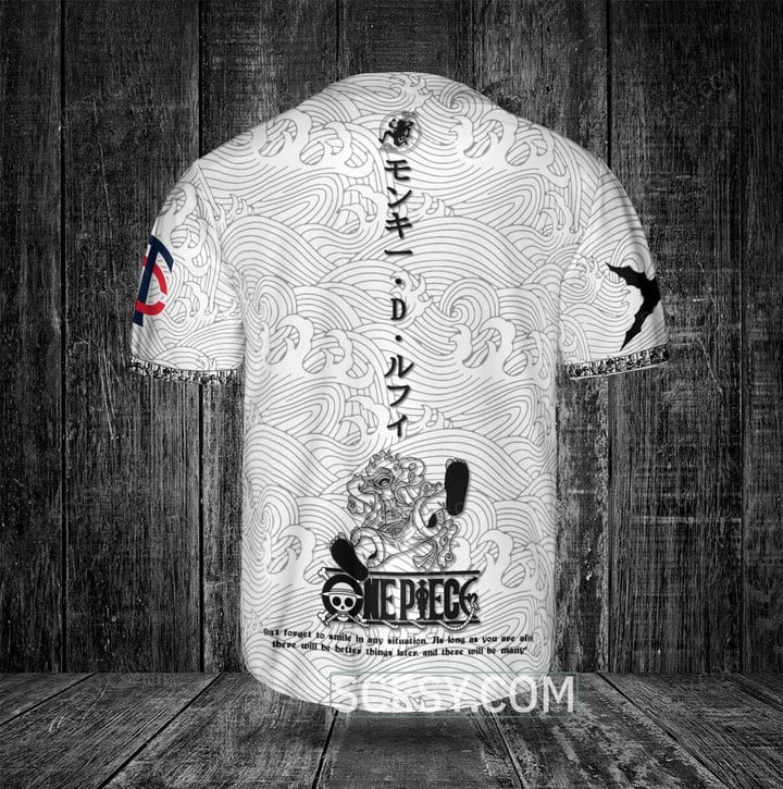Minnesota Twins MLB One Piece Monkey D. Luffy Waving Pattern Baseball Jersey White2