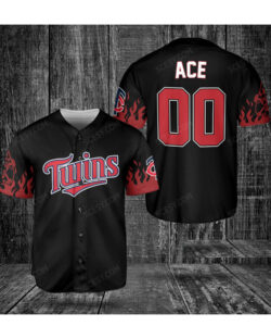 Minnesota Twins One Piece Baseball Jersey Black Custom