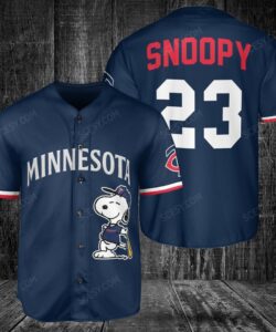 Minnesota Twins Peanuts Snoopy Baseball Jersey Navy