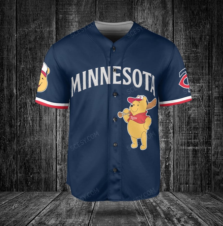 Minnesota Twins Winnie the Pooh Baseball Jersey Navy1
