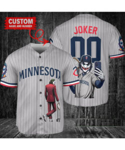 Minnesota Twins x Joker DC Comics with Trophy Custom Baseball Jersey Gray Road