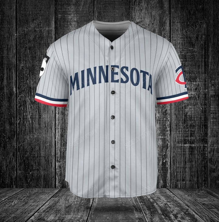 Minnesota Twins x Lord Voldemort Harry Potter with Trophy Custom Baseball Jersey Gray Road1