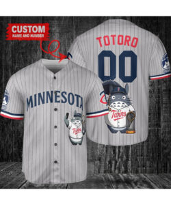 Minnesota Twins x Totoro Studio Ghibli with Trophy Custom Baseball Jersey Gray Road