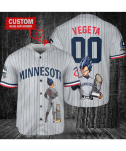 Minnesota Twins x Vegeta Super Saiyan Dragon Ball Z with Trophy Custom Baseball Jersey Gray Road