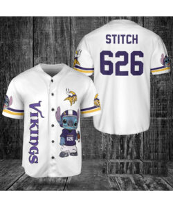 Minnesota Vikings Lilo & Stitch Baseball Jersey White