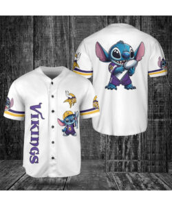 Minnesota Vikings Lilo & Stitch Baseball Jersey White