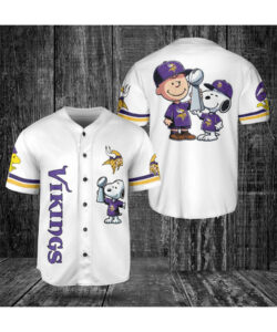 Minnesota Vikings Peanut Snoopy Baseball Jersey White
