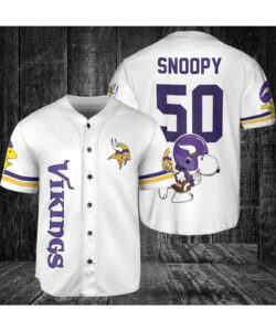 Minnesota Vikings Snoopy Baseball Jersey White