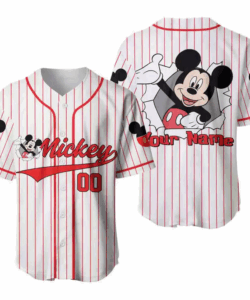 Personalized Mickey Mouse Cracking Pattern Baseball Jersey Shirt