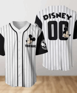 Personalized Mickey Mouse Black & White Baseball Jersey
