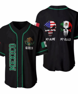 Personalized Name Mexico Custom Name Skull My Home My Blood Baseball Jersey