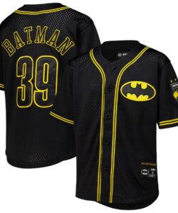 Youth Black Batman Graphic Baseball Jersey