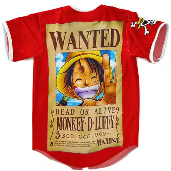 Devil Fruit Logo Luffy Wanted Poster Baseball Shirt1