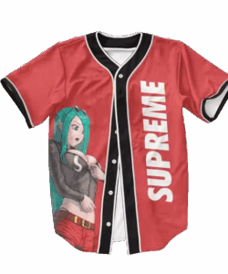 Dragon Ball Z Bulma Art Supreme Red Baseball Jersey