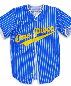 Luffy Straw Hat Blue Striped Baseball Jersey